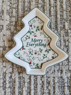 Merry Everything Christmas Tree Serving Dish